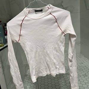 BRANDY MELVILLE LONG SLEEVE COTTON SHIRT WITH RED DETAIL